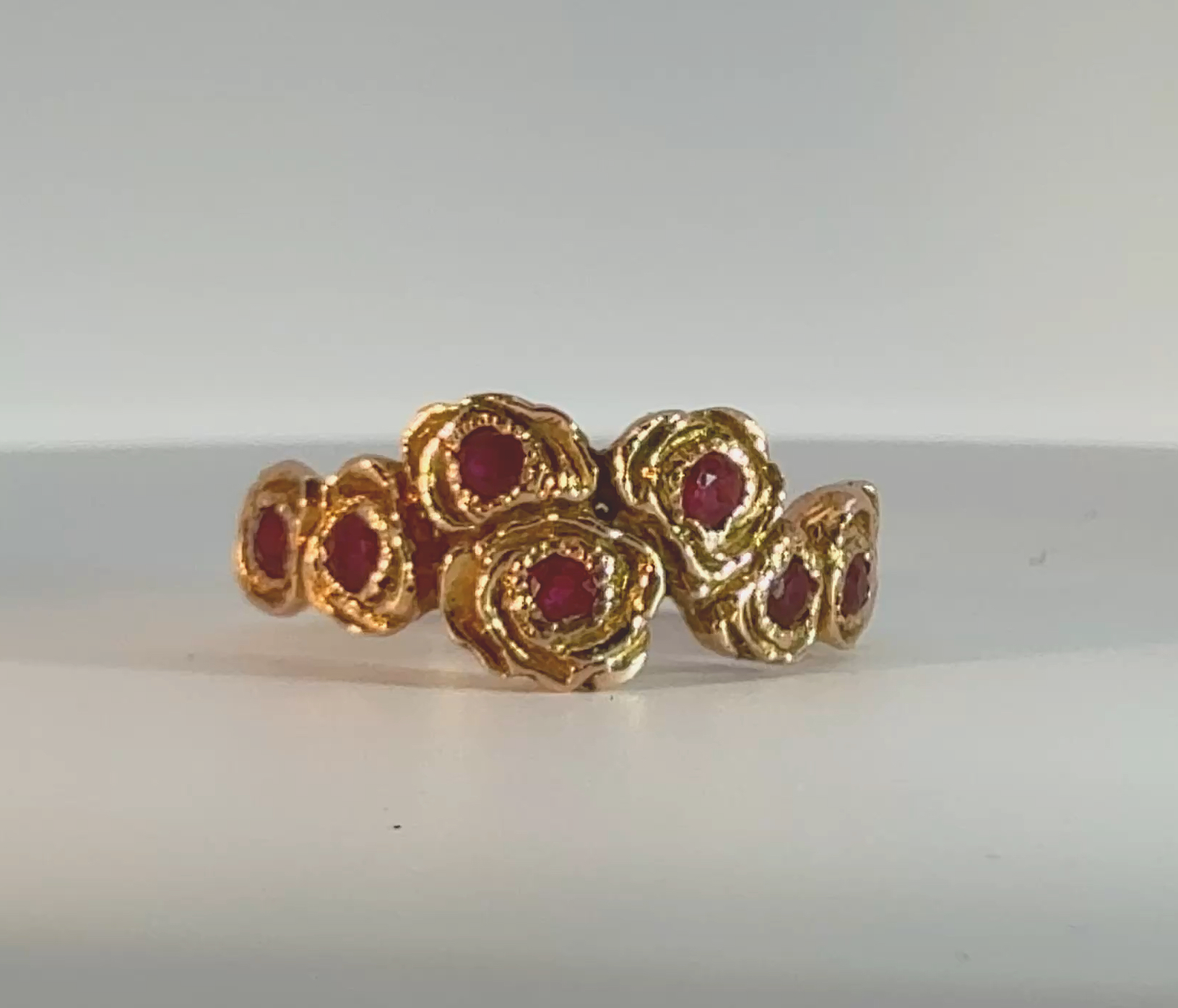 14K pink gold 7 ruby rose band