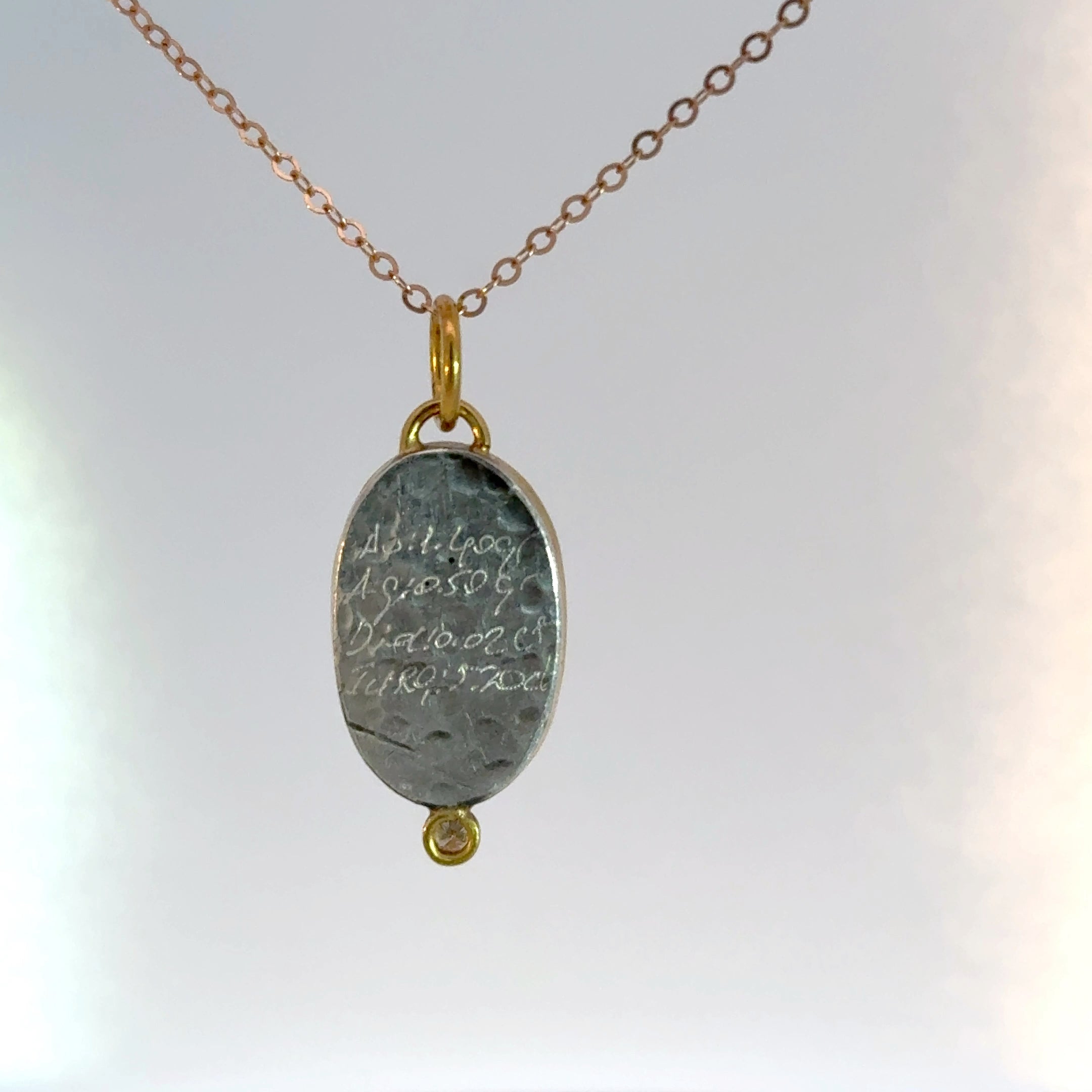 24K and sterling silver pendent carved inlaid turquoise