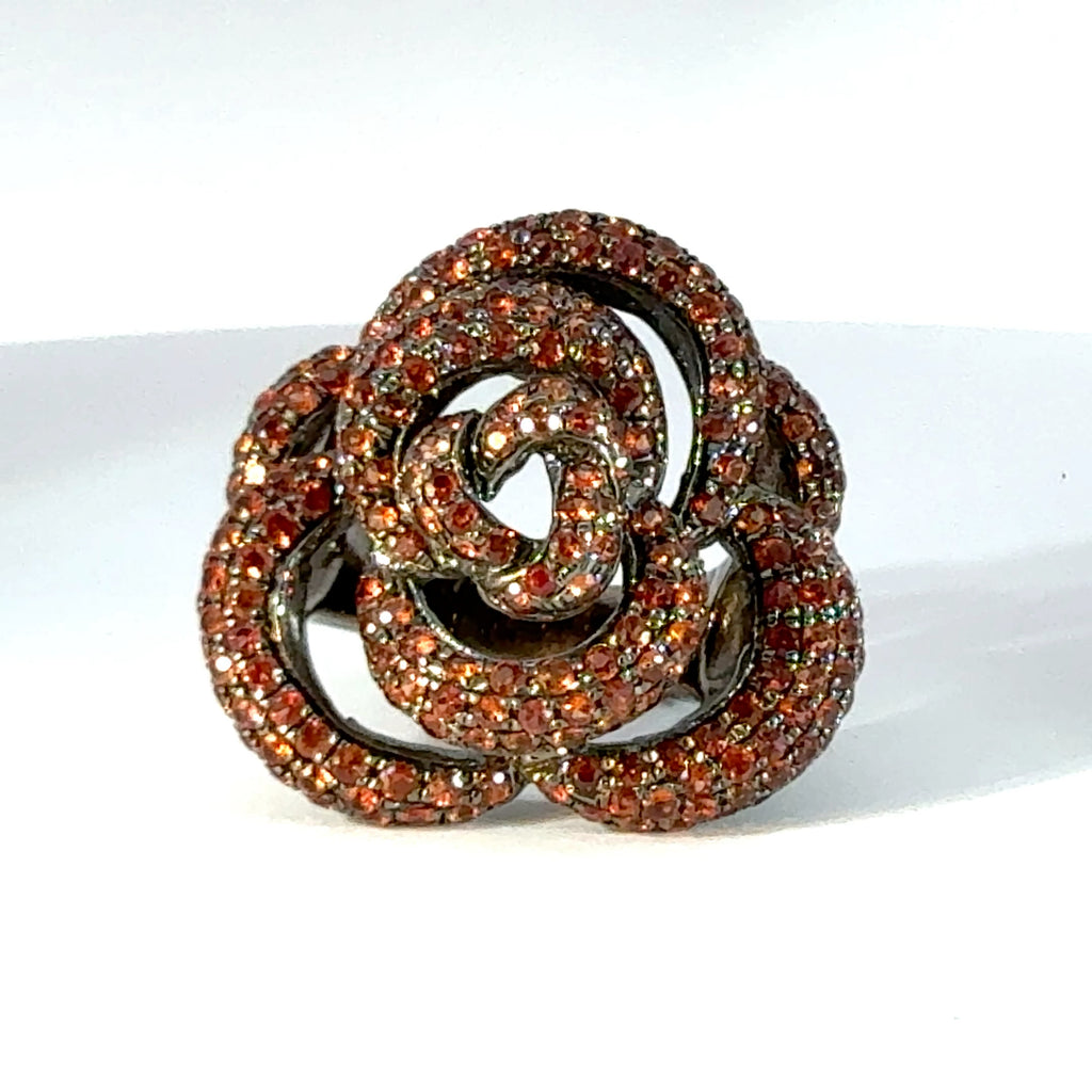 Sterling silver orange sapphire ring