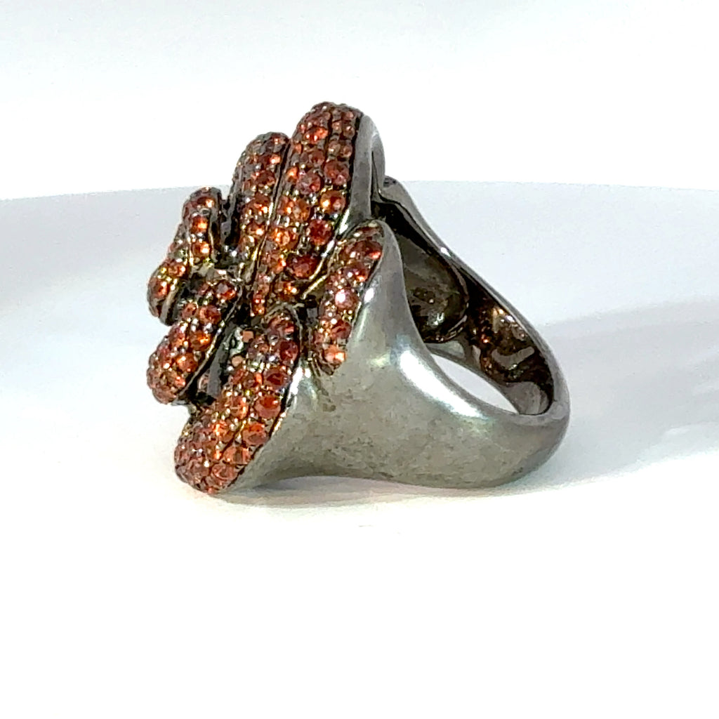 Sterling silver orange sapphire ring