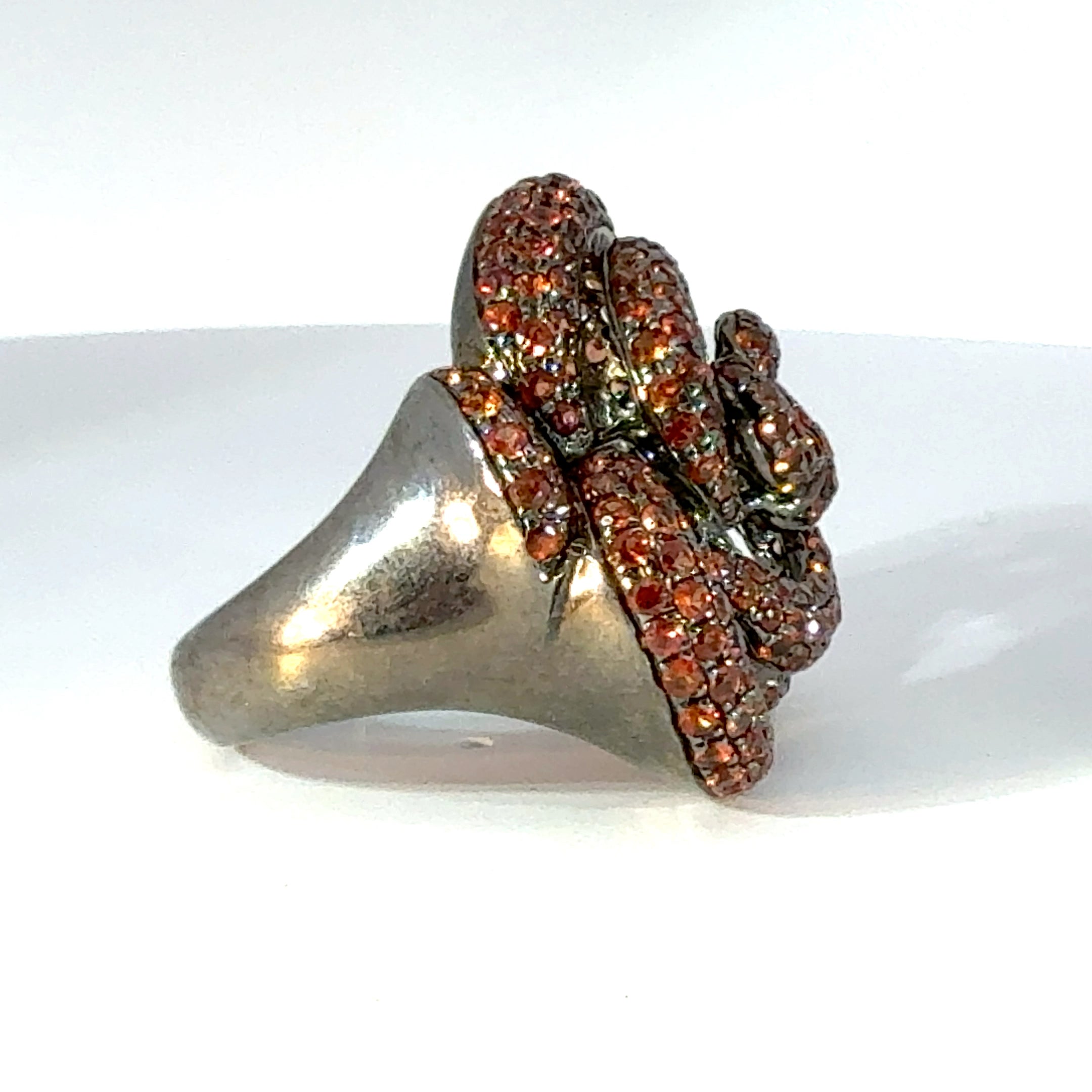 Sterling silver orange sapphire ring