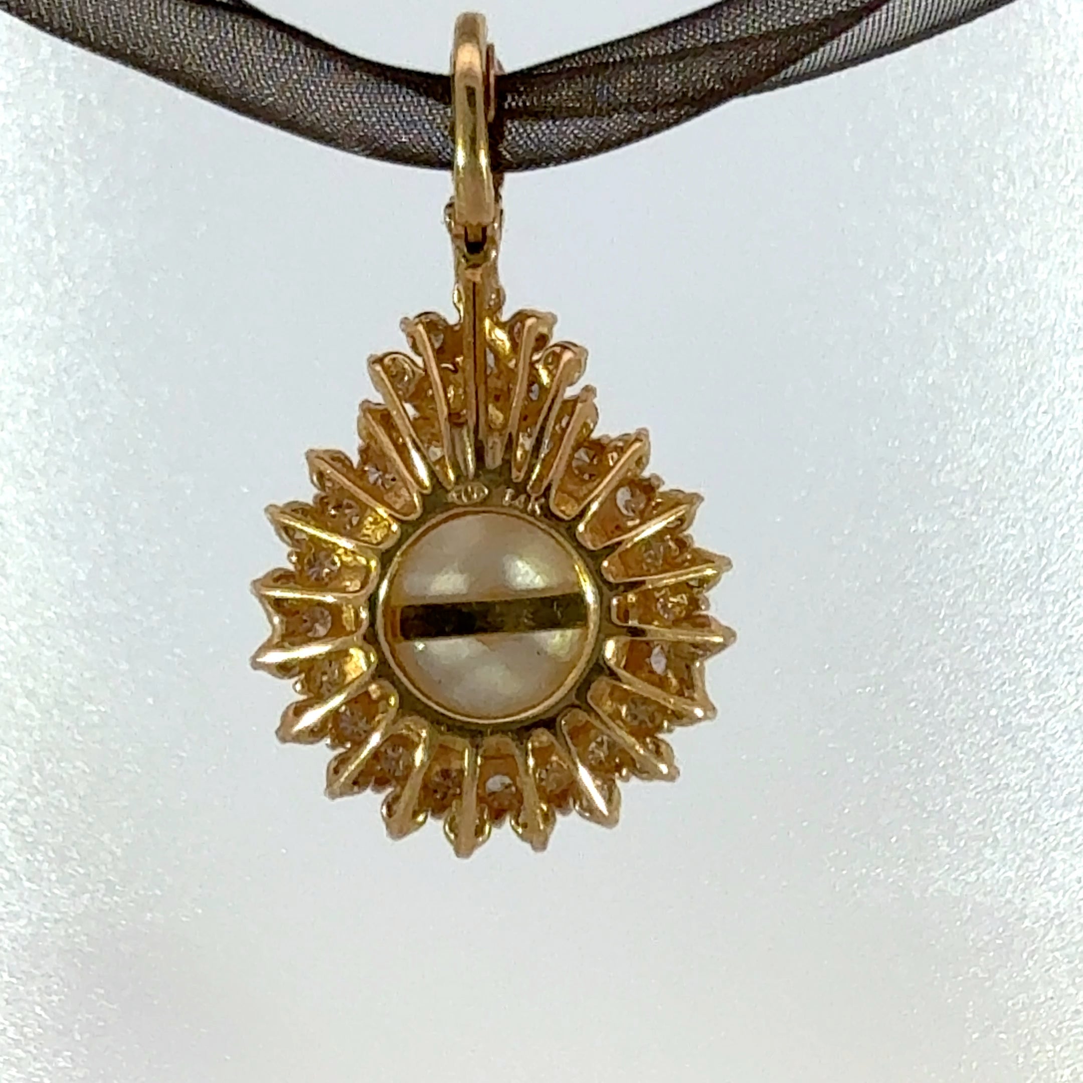 Yellow Gold Pearl Halo Pendant