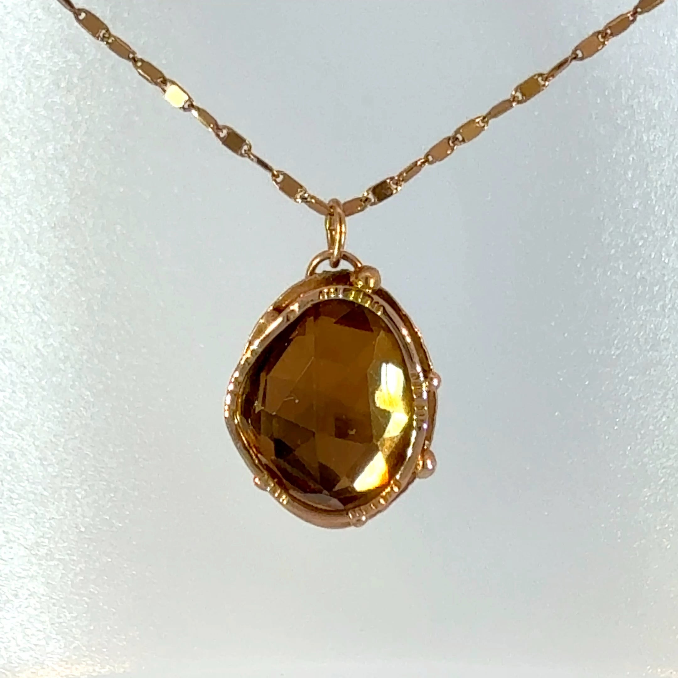 14K Rose gold and Citrine Amulet