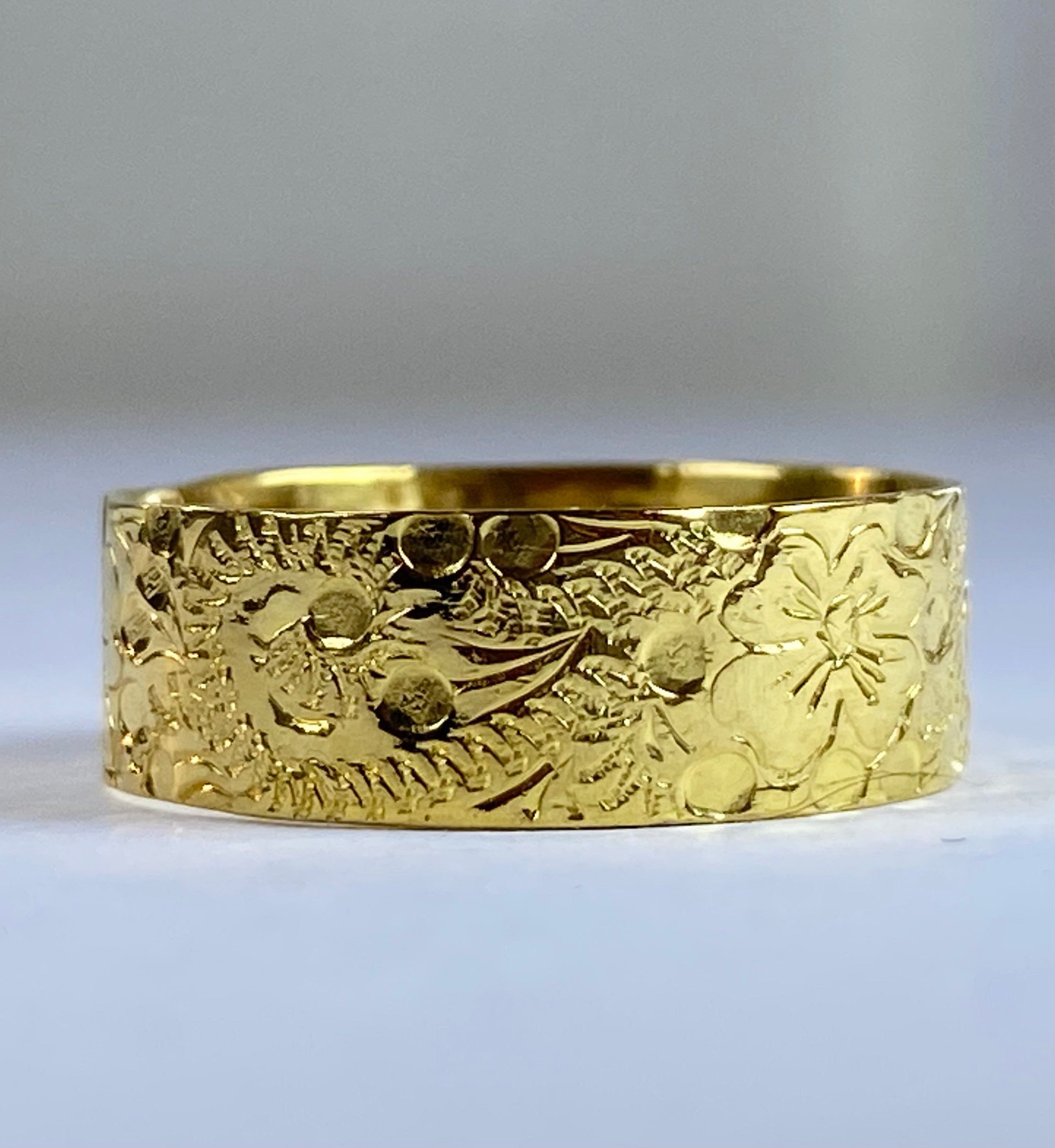 24K Gold Hand Engraved Band