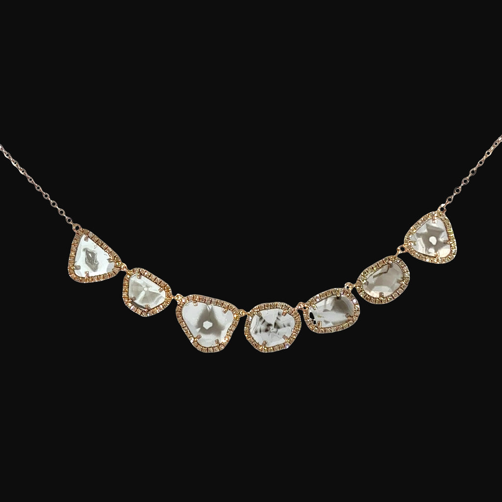 14K seven Diamond Slice 14K Rose Gold Necklace