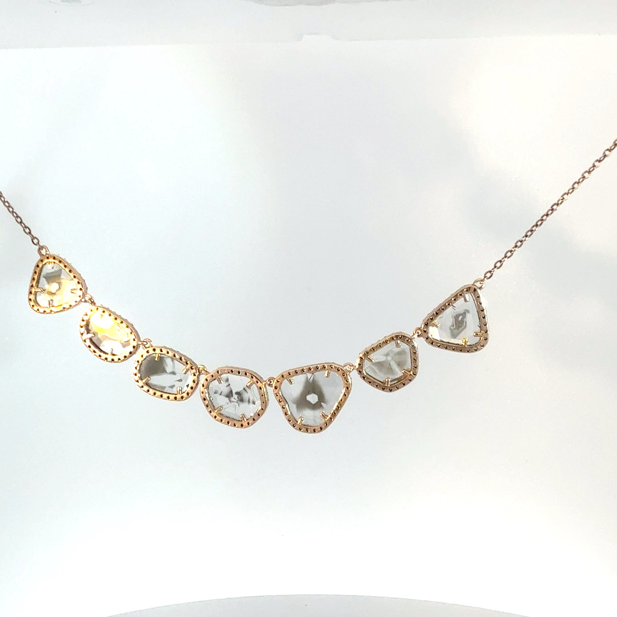 14K seven Diamond Slice 14K Rose Gold Necklace