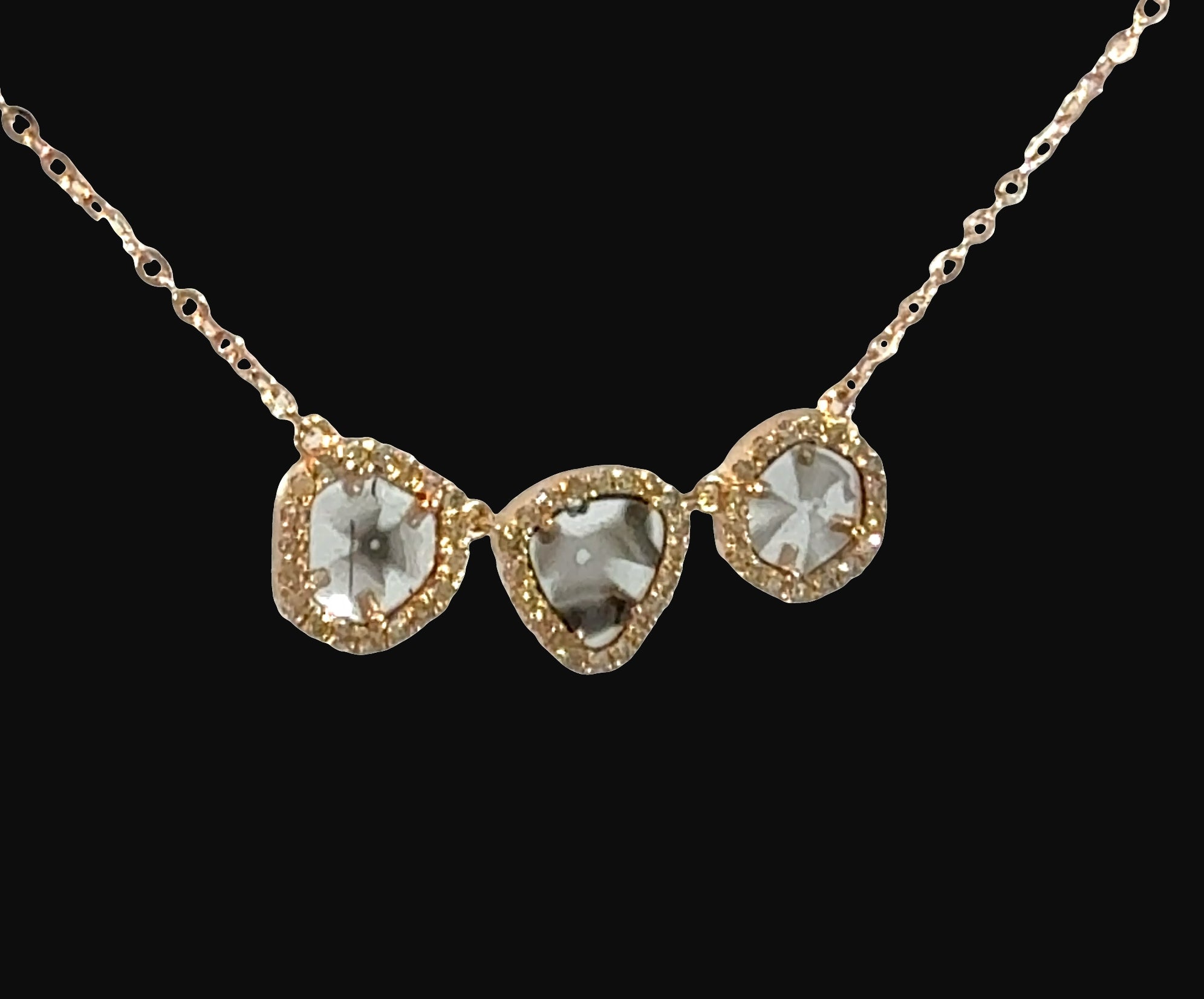 Diamond Slice and 14K Rose Gold Necklace