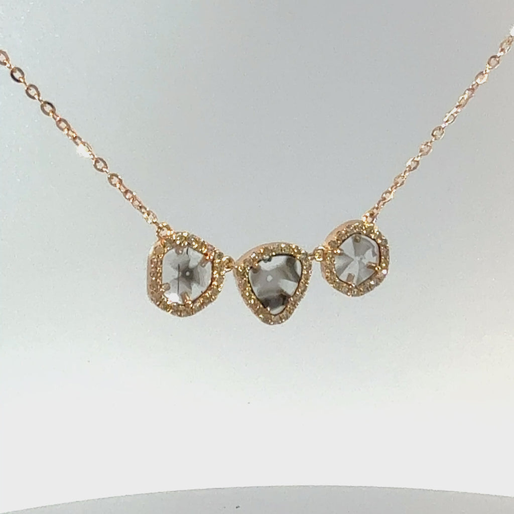 Diamond Slice and 14K Rose Gold Necklace