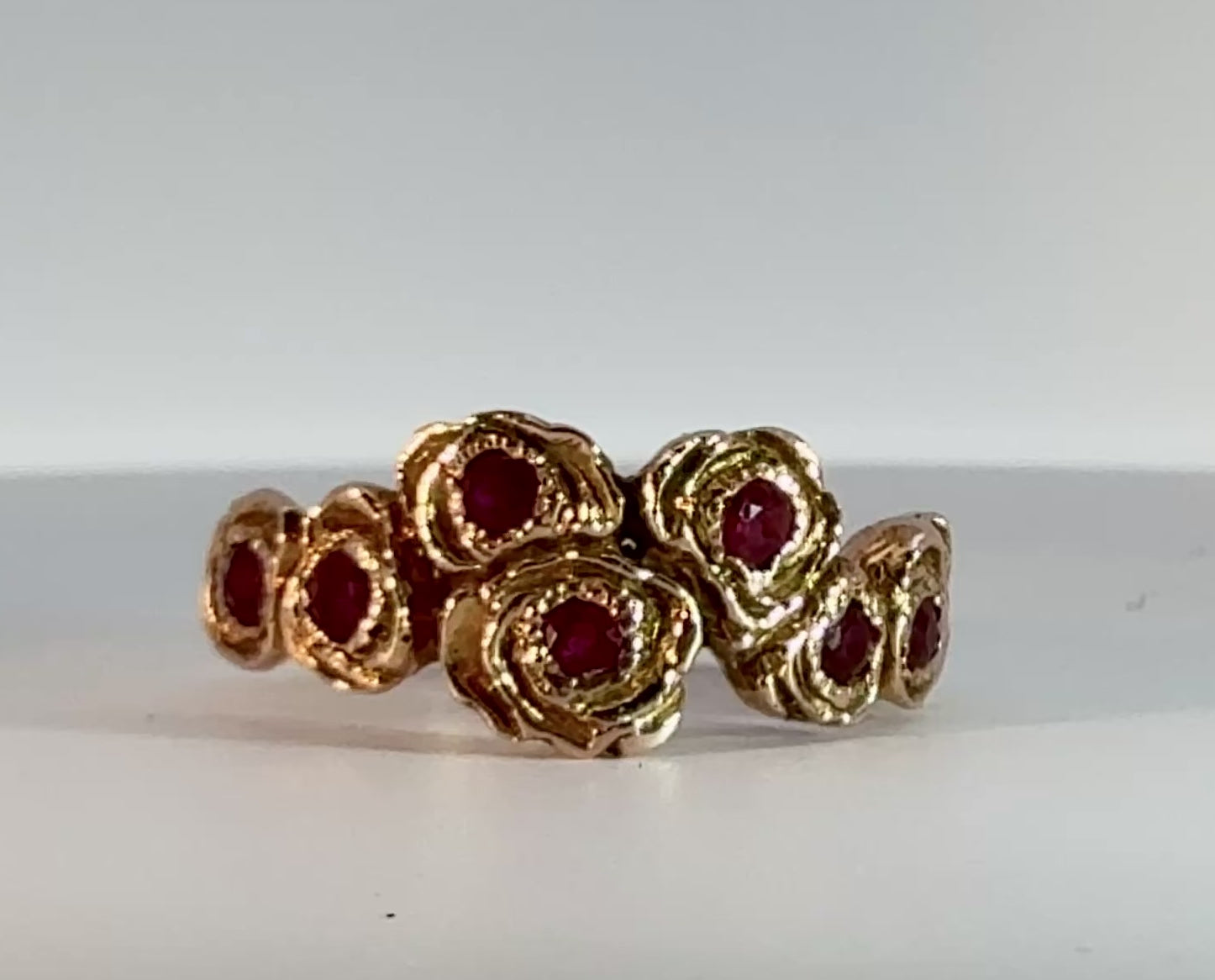 14K pink gold 7 ruby rose band