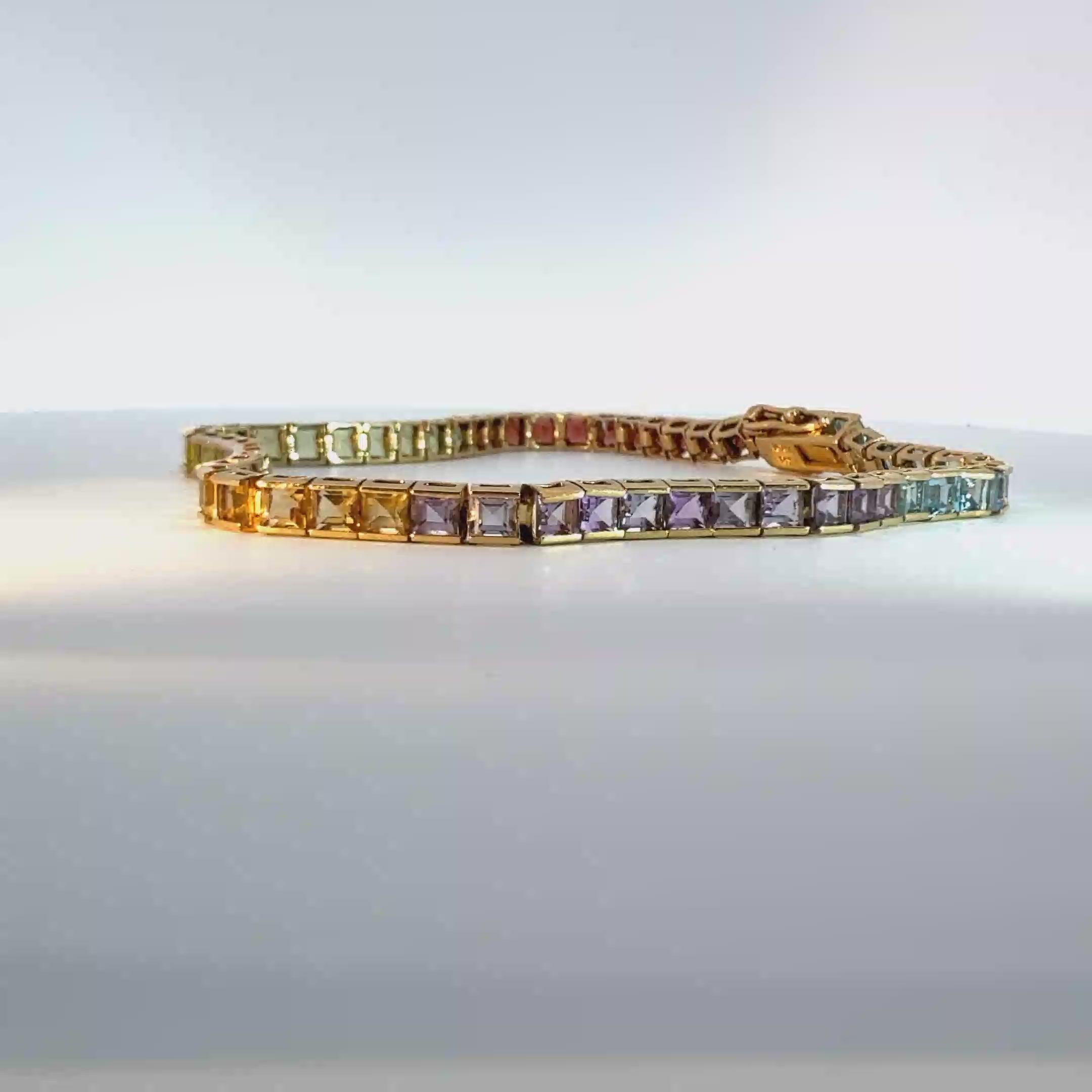 14K gold and multi natural gemstone bracelet