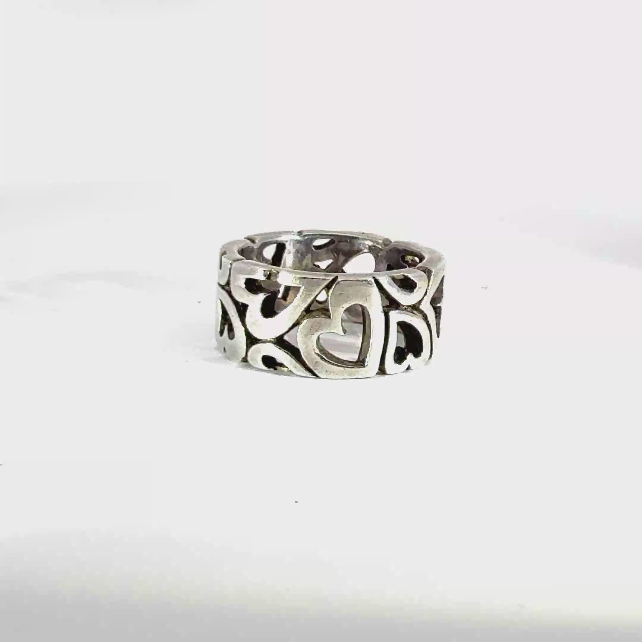 Sterling Silver Heart Motif Band Ring