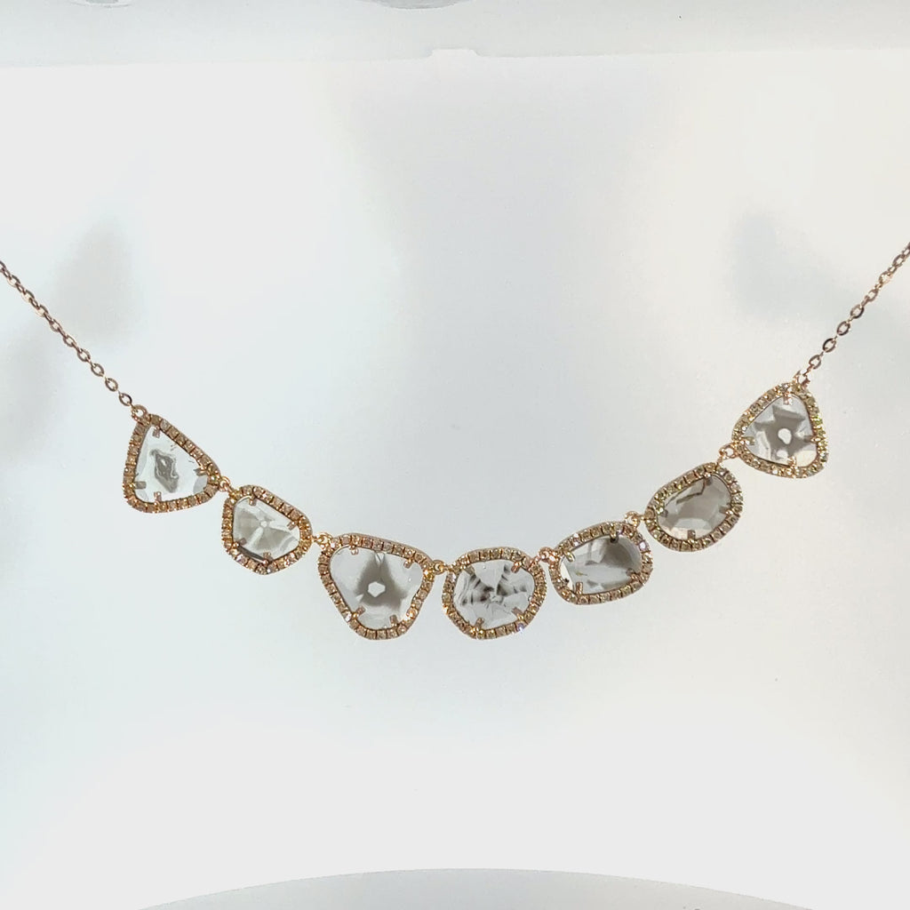 14K seven Diamond Slice 14K Rose Gold Necklace