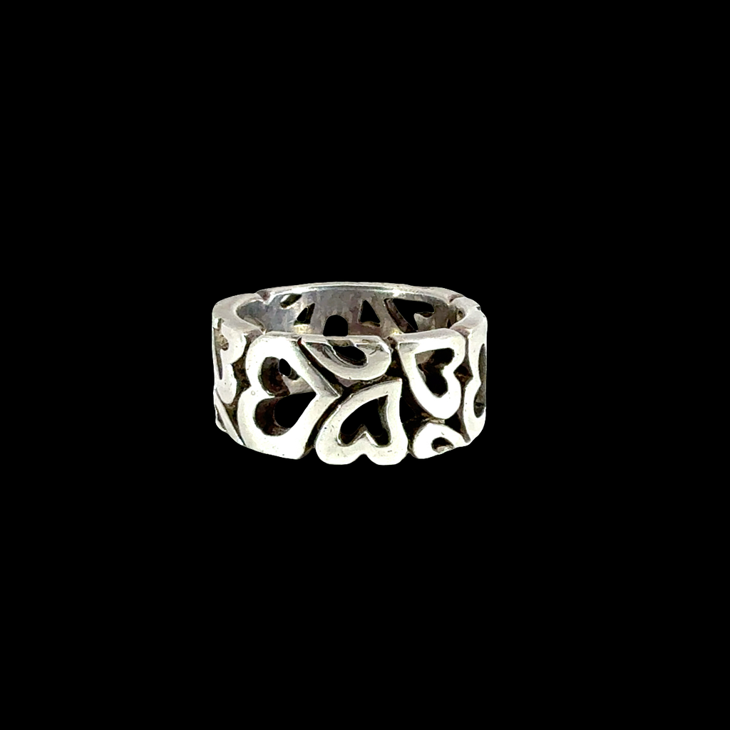 Sterling Silver Heart Motif Band Ring
