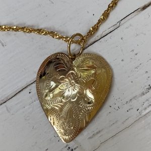 14K Yellow Gold Engraved Heart Pendant $368-788